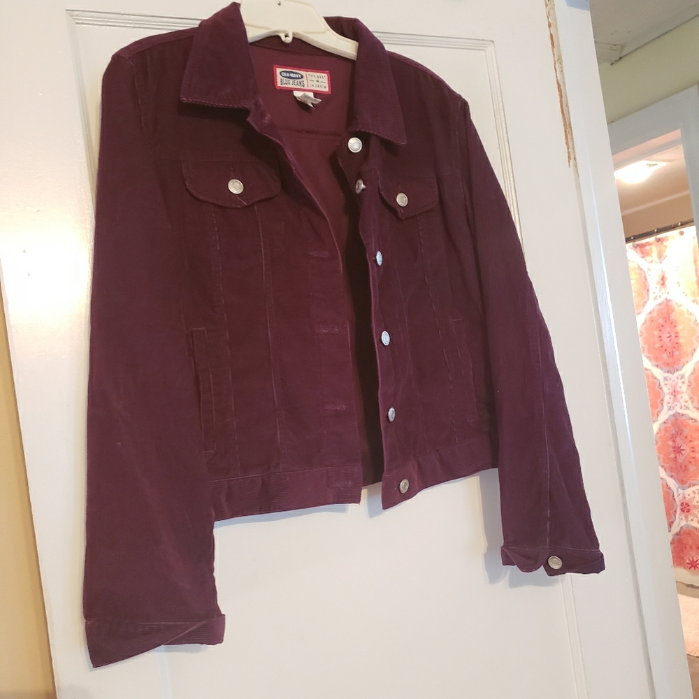 Old Navy Cropped Corduroy Jacket - Large Wine